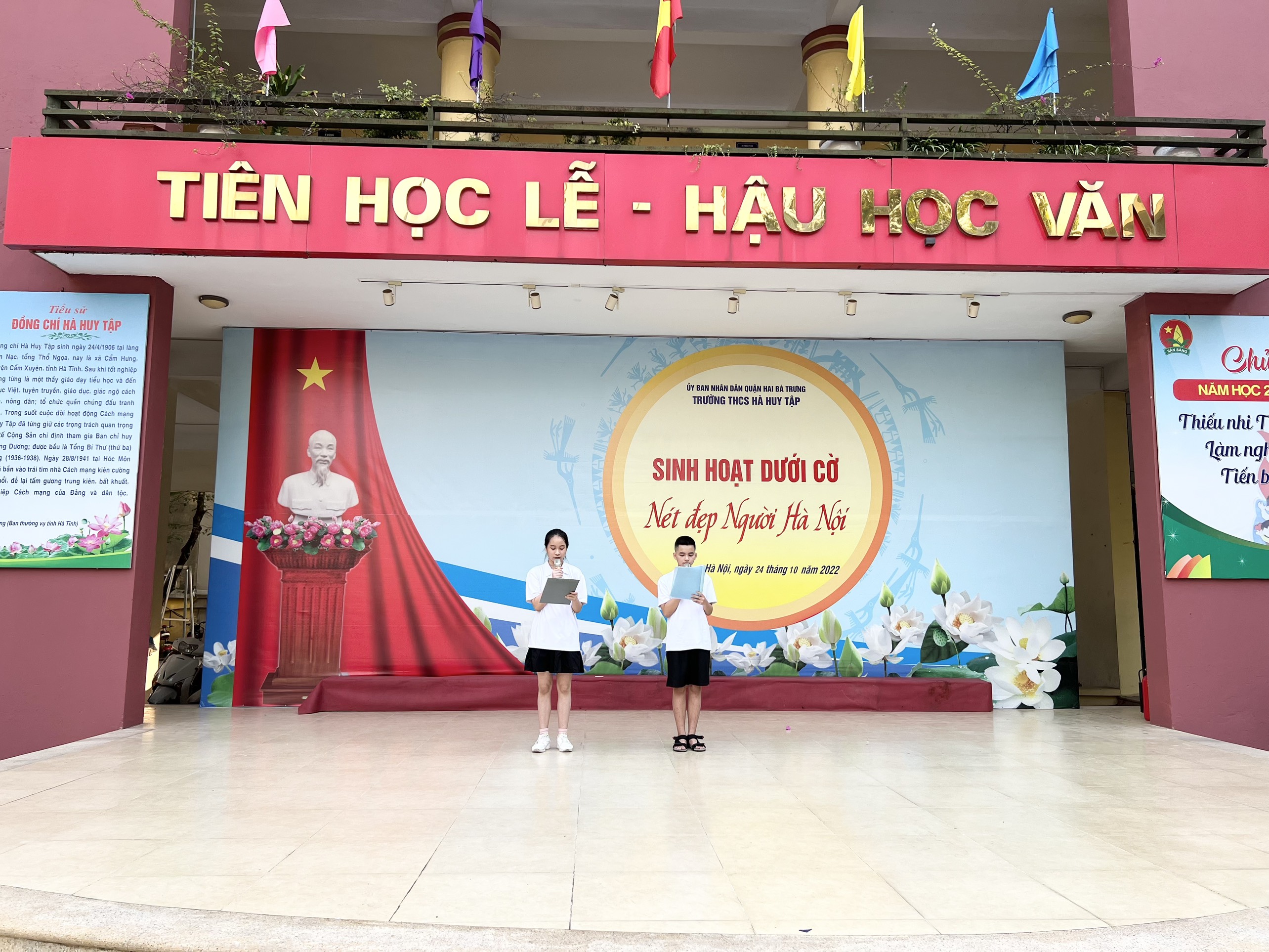 TRƯỜNG THCS HÀ HUY TẬP TRONG BUỔI SINH HOẠT DƯỚI CỜ VỚI CHỦ ĐỀ: NÉT ĐẸP NGƯỜI HÀ NỘI