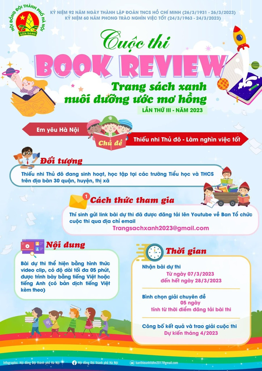 CUỘC THI BOOK REVIEW -TRANG SÁCH XANH NUÔI DƯỠNG ƯỚC MƠ HỒNG (Lần III - Năm 2023)